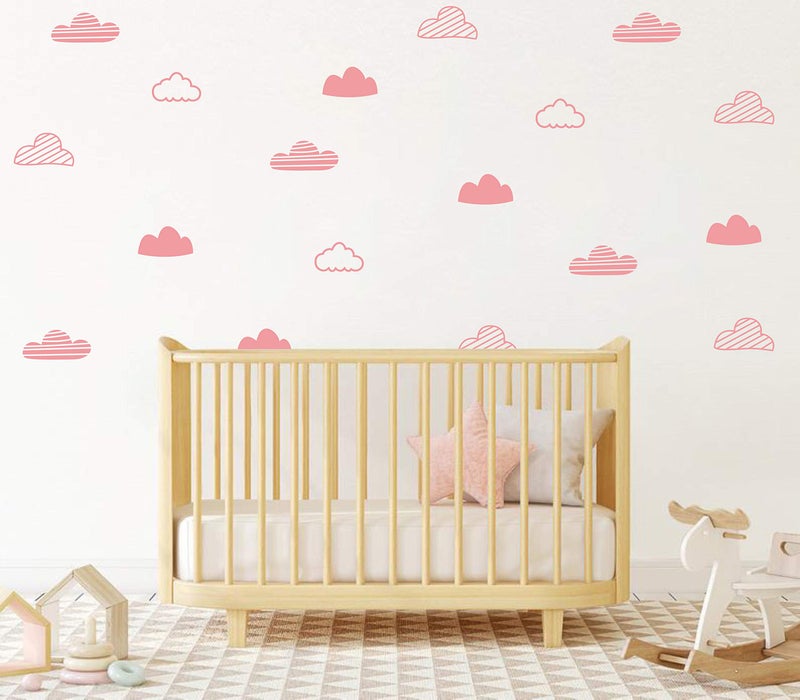 Yyart Cloud Wall Decals Wall Decor Kids Room Cloud Wall Stickers Vinyl Decals for Baby Boys Girls Nursery Toddler Room Decor Wall Stickers Nursery A64 (Pink) - Image 2